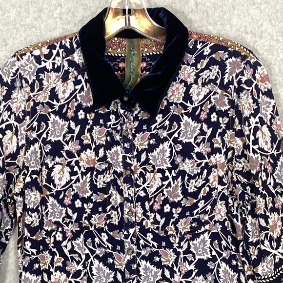 Aratta Silent Journey Tunic Blouse Size S Mixed Print Dark Romantic Gypsy Boho - Picture 4 of 15